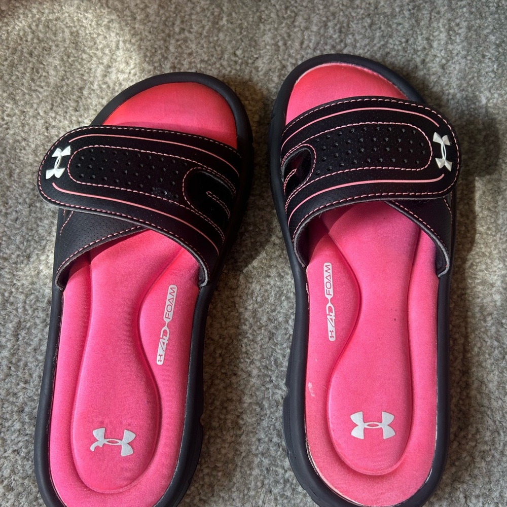 Under Armour Black and Pink Comfort Sandals